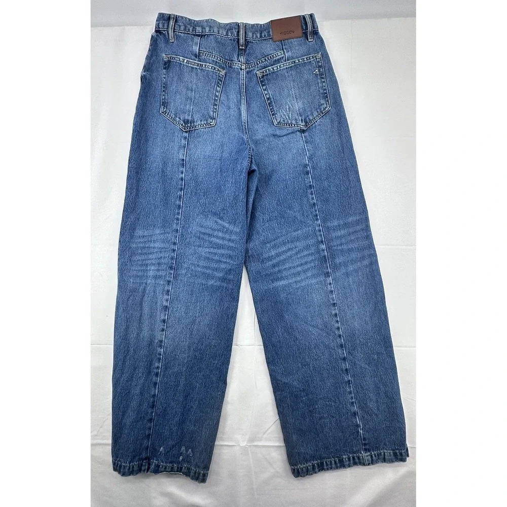 Women's HIDDEN Los Angeles‎ Wide Leg Jeans Denim Blue 30 Grunge Y2K 32 Inseam